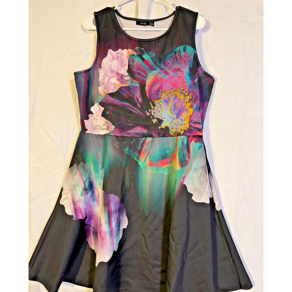 Floral Whimsygoth Dark Academia Boho Vibes Women's Fit Flare Dress XL Alt Punk